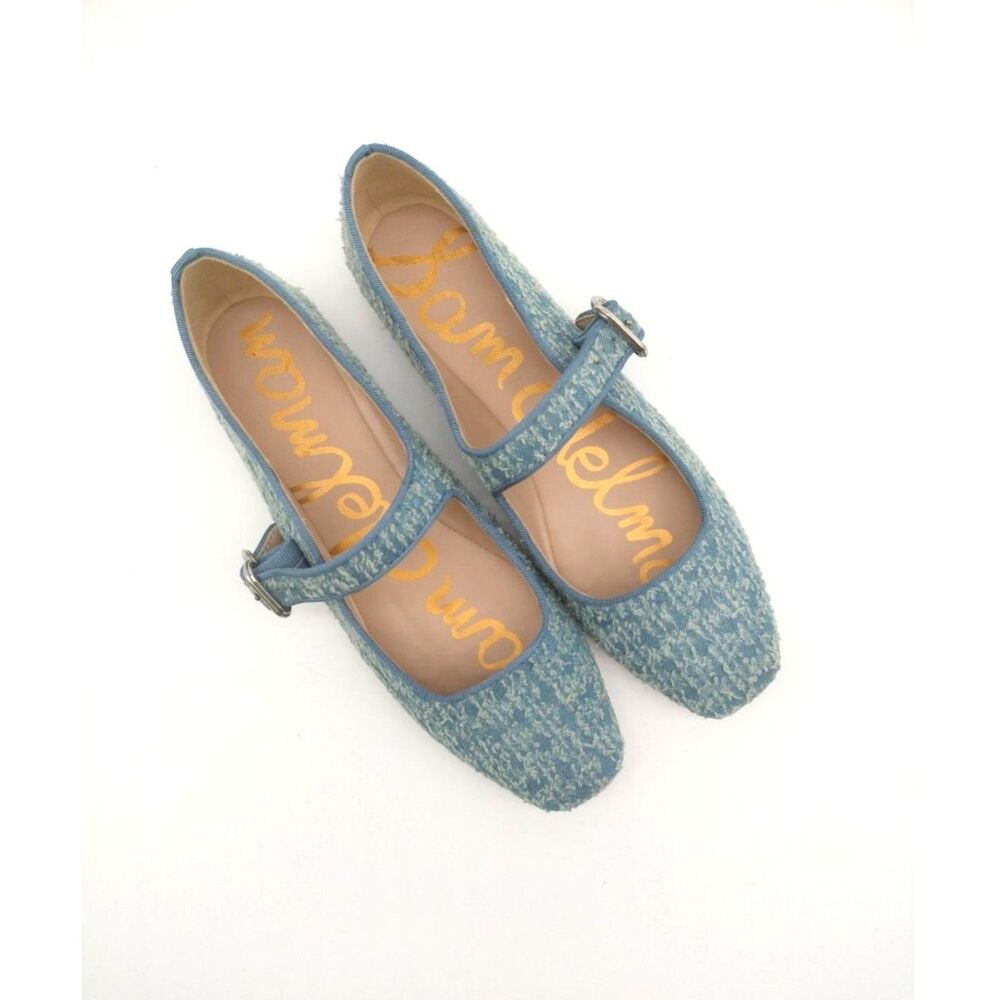 Sam Edelman Women's Size 7.5 M Montrose Blue Denim Michaela Mary Jane Flats